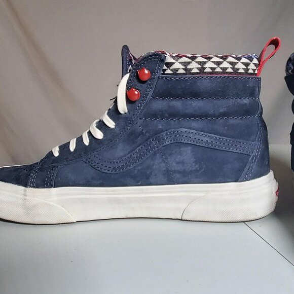 Vans Off The Wall Blue Suede High Tops Sz 7.5Mens 9Womens - Picture 11 of 16